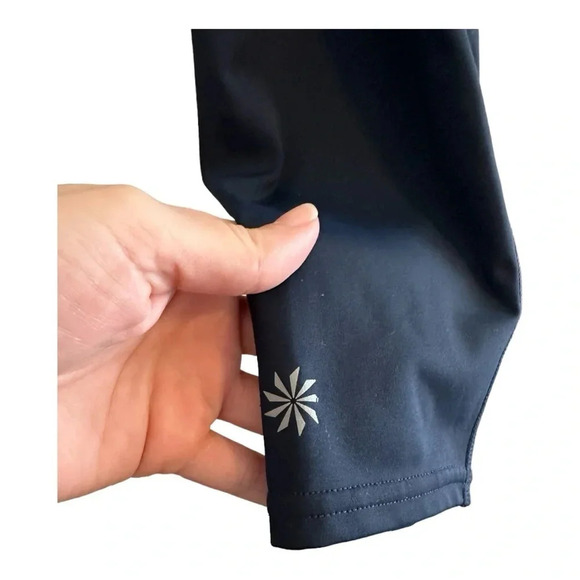 Athleta Navy Blue Reflective Sonar Leggings with stripe detail // size S - Picture 6 of 10